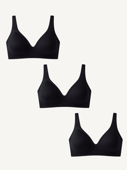 3-Pack Deep V Push-Up Seamless Wireless Jelly Bra