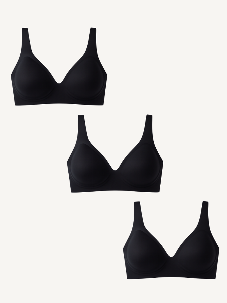 3-Pack Deep V Push-Up Seamless Wireless Jelly Bra