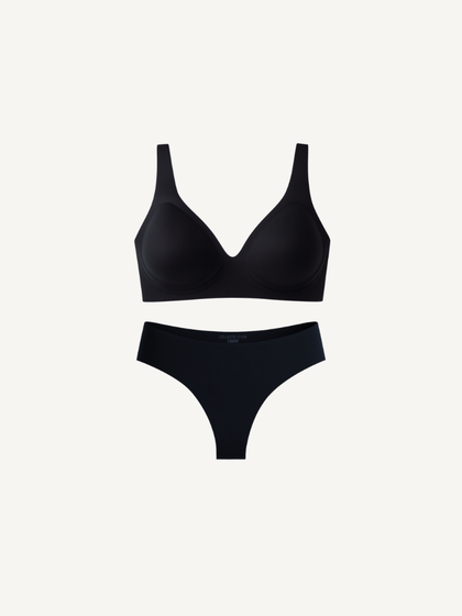 Deep V Push-Up Seamless Wireless Jelly Bra with Seamless THONG