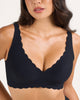 Scalloped Deep V Push-Up Seamless Wireless Jelly Bra